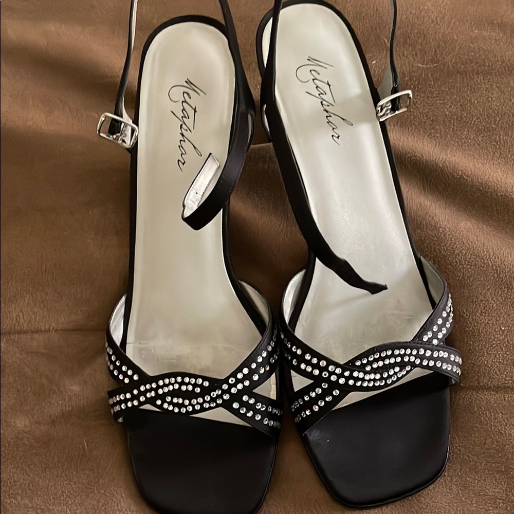 Metaphor Black Rhinestone Sandals